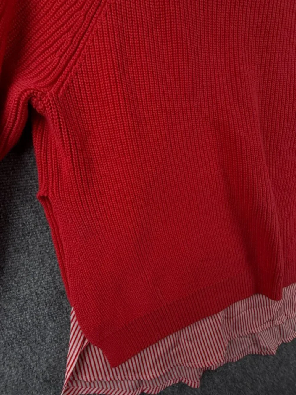 Lauren Ralph Lauren Women Preppy Shirt Lined Sweater Red Orange Large Preppy